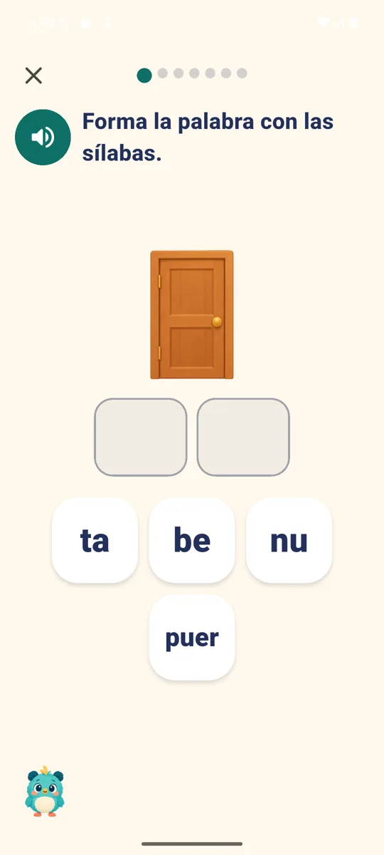 Pantalla de Chiquinova Sílabas y Palabras